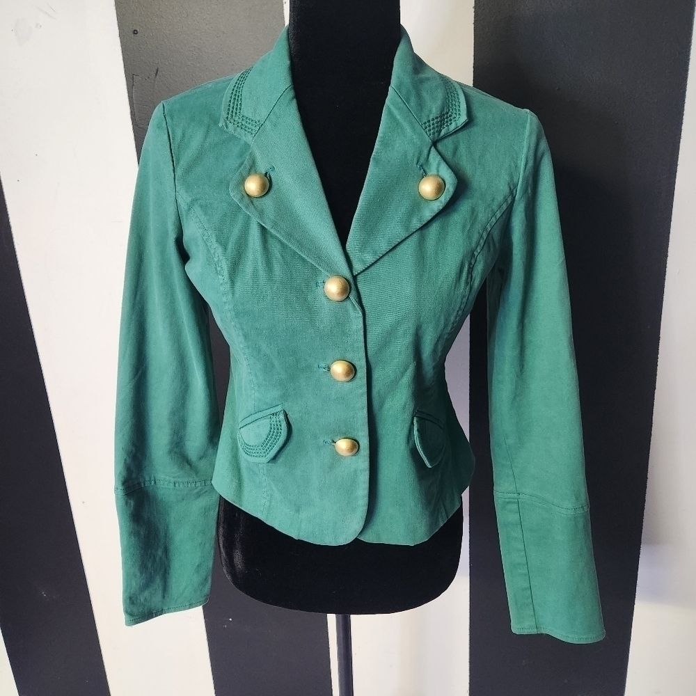 Green and gold soft touch denim jacket
